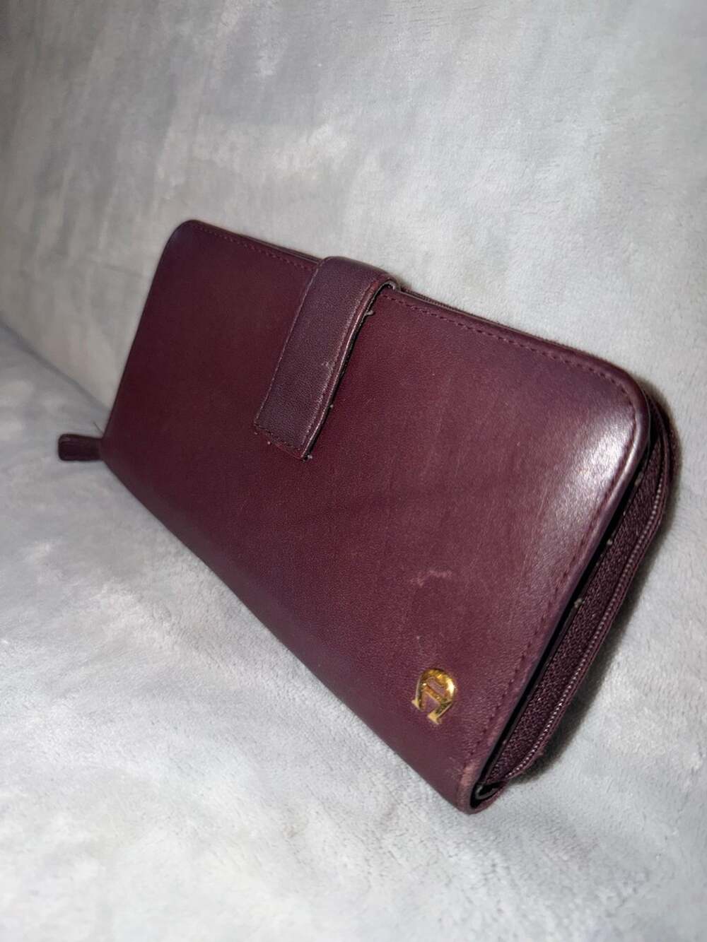 Etienne Aigner Burgundy Leather Continental Wallet